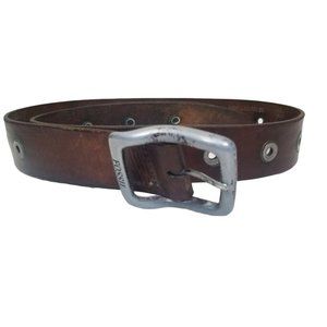 Fossil Mens 32 (Fits Up To 35" Waist) Brown Leather Adjustable Buckle Belt